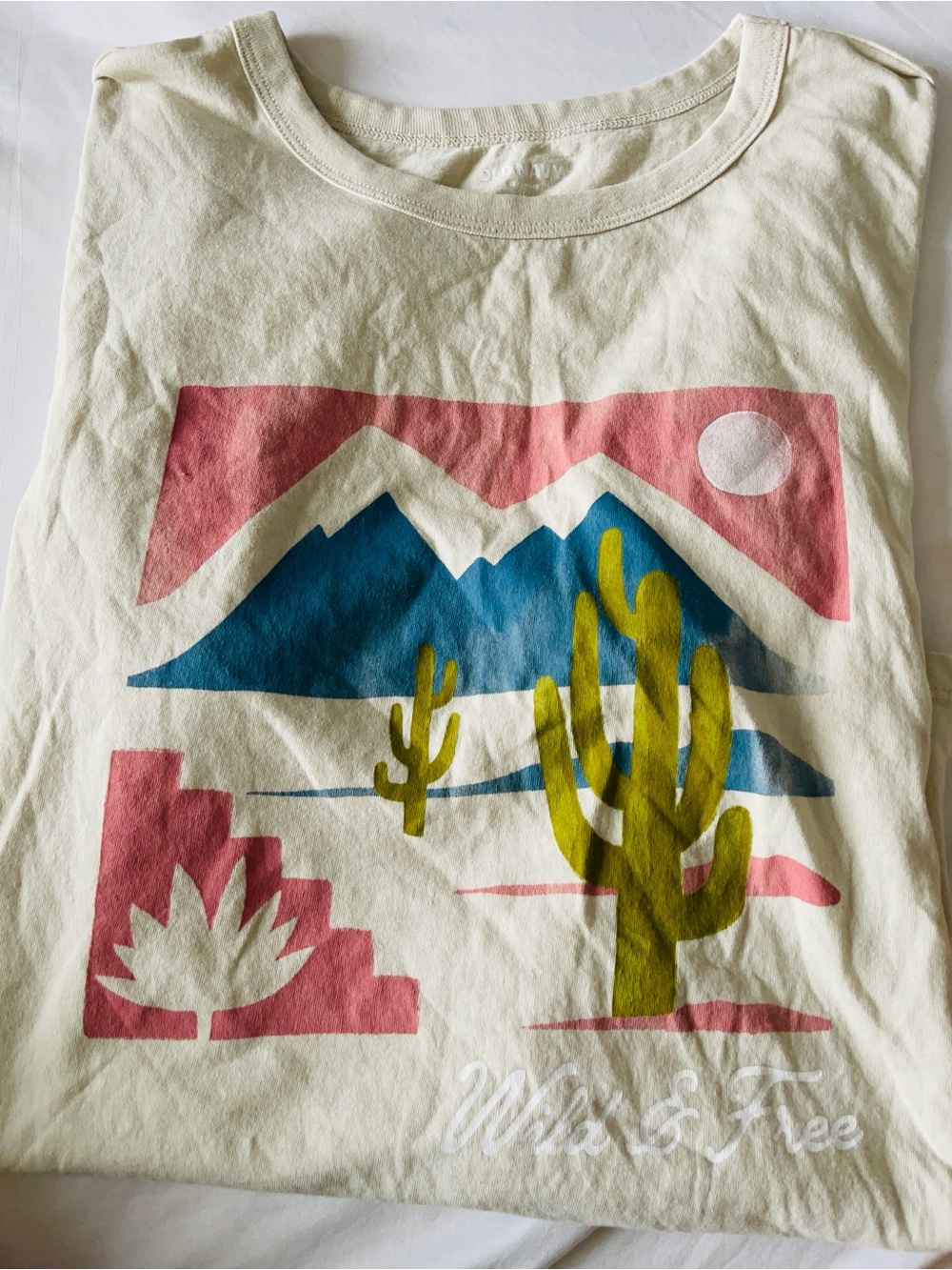 Adult Desert Graphic Tee - Cream with Pink, Blue & Green